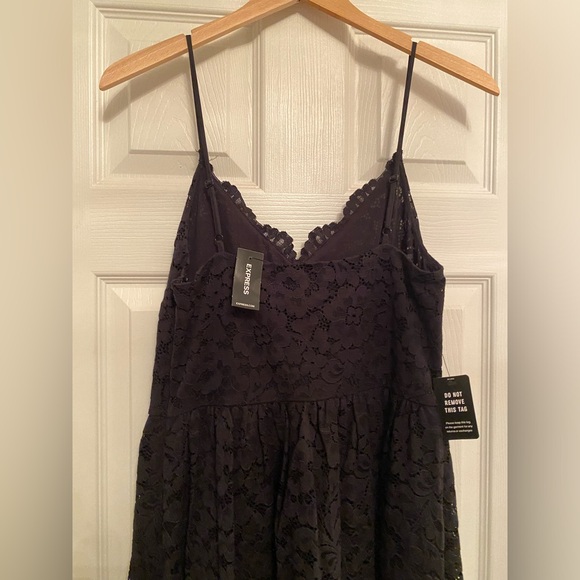 Express NWT Black Lace Spaghetti Strap Full Midi Skirt Dress - Sz M - Black - Picture 6 of 8